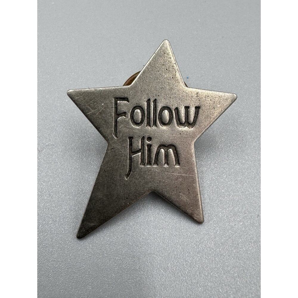 Vintage Star‎ Shaped Follow Him Religious Lapel Pin
